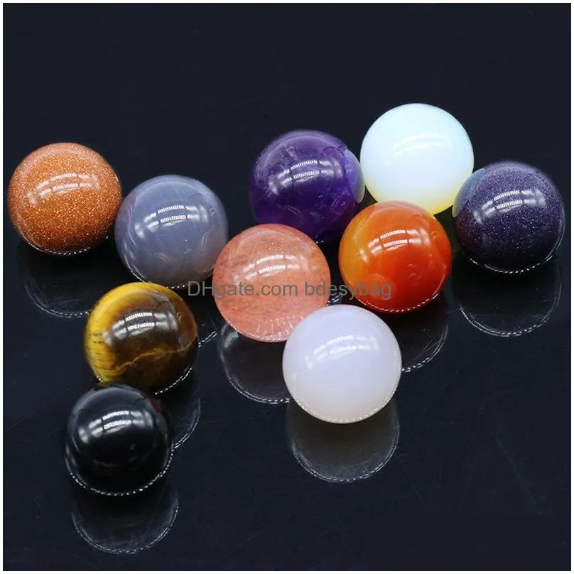 Loose Gemstones 1.6Cm Natural Stone Crystal Ball Shape Yoga Energy Gemstones For Pendant Necklaces Home Garden Office Decor Jewelry D Dhlyn