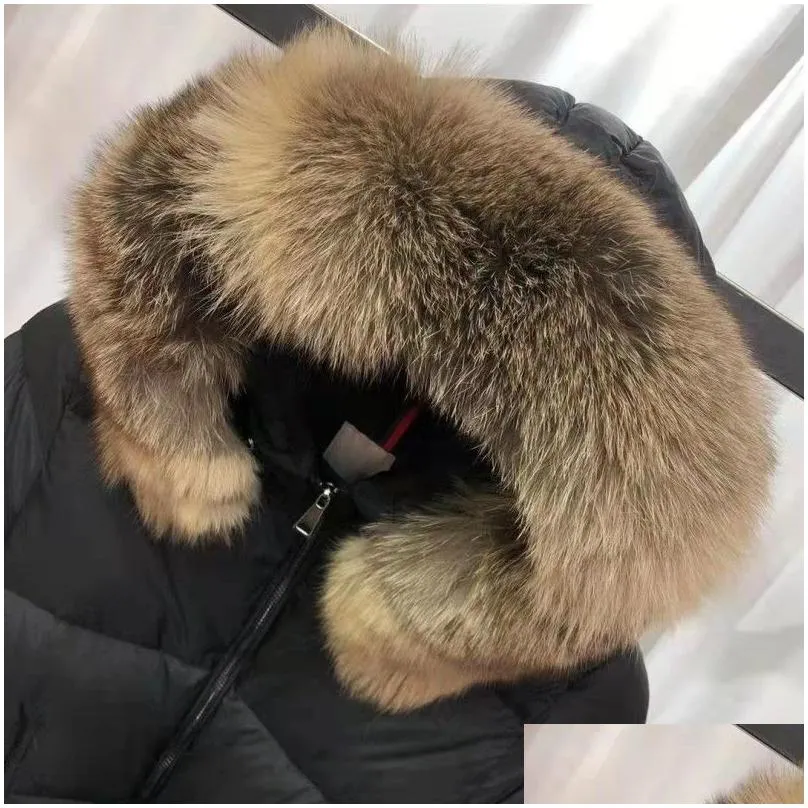 Women`S Down & Parkas Womens Down Jacket Winter Jackets Coats Real Raccoon Hair Collar Warm Fashion Parkas With Belt Lady Cotton Coat Dh0Ia