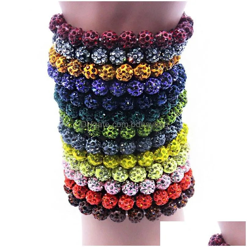 Beaded 8Mm Colorf Crystal Beaded Ball Strands Stretch Bracelets Handmade Women Girl Valentines Day Party Club Jewelry Drop Delivery J Dhndc
