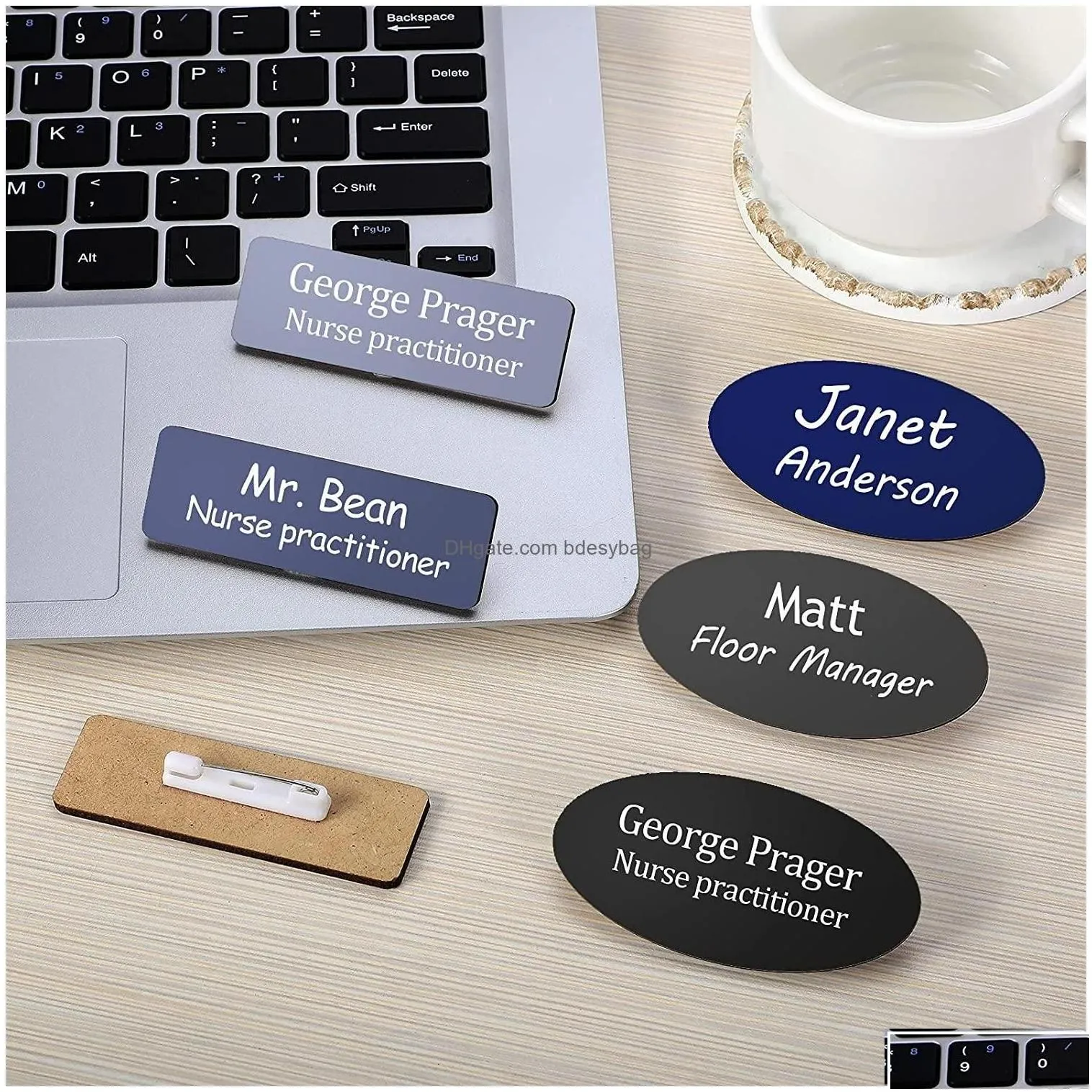 wholesale sublimation blanks name tag badge diy blank id with round corners pin custom personalized pins for school offi dhdey