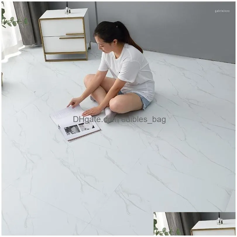 wallpapers simulated marble tile floor sticker pvc waterproof self-adhesive for living room toilet kitchen home decor 3d wall