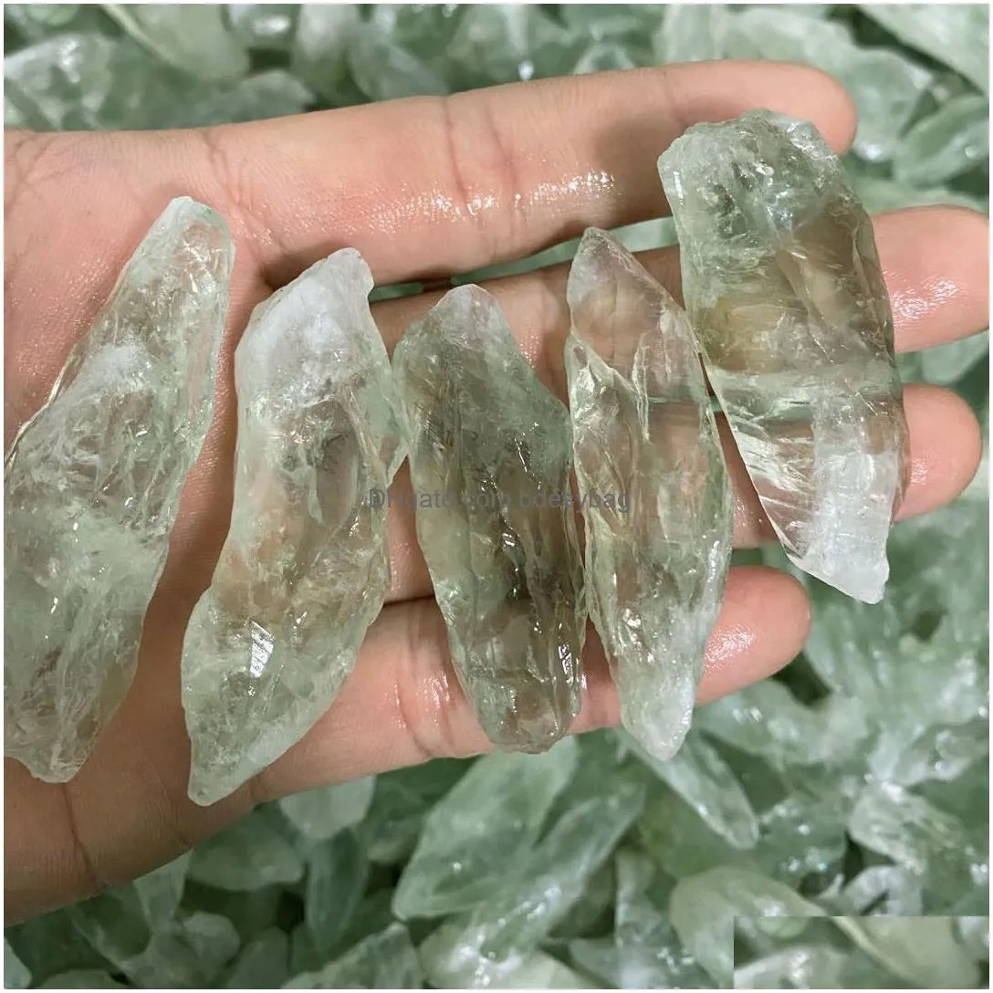 Loose Gemstones Diy Irregar Natural Green Crystal Lucky Gemstones Energy Stone For Handmade Pendant Necklaces Jewelry Making Drop Del Dhxio