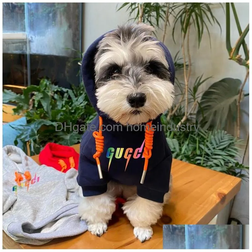Dog Apparel Designer Dog Apparel Brand Clothes Soft Warm Hoodie For Small Dogs Cold Weather Jackets Fashion Fleece Coat Winter Lightni Dhko7