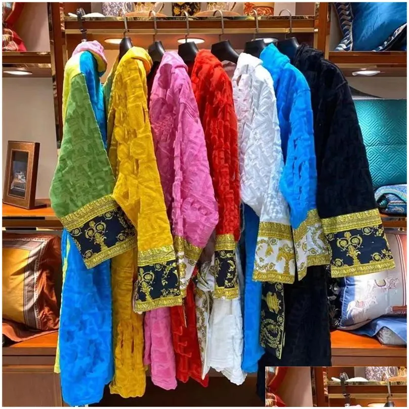 Men`S Fur & Faux Fur Women Bathrobe Sleep Robe Uni Man Cotton Sleepwear Night Highquality Esigner Breathable Elegr Eight Colors Drop D Dhvyb