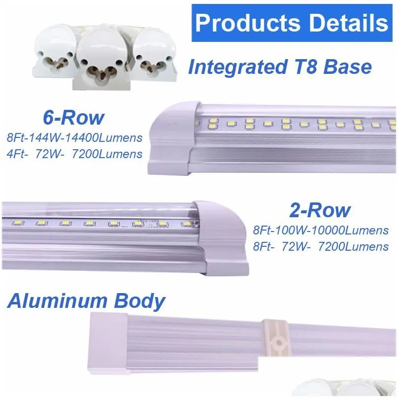 t8 8ft led lighting v shape integrated leds tubes 4 5 6 8 ft cooler door freezer led lights double row shop fixture