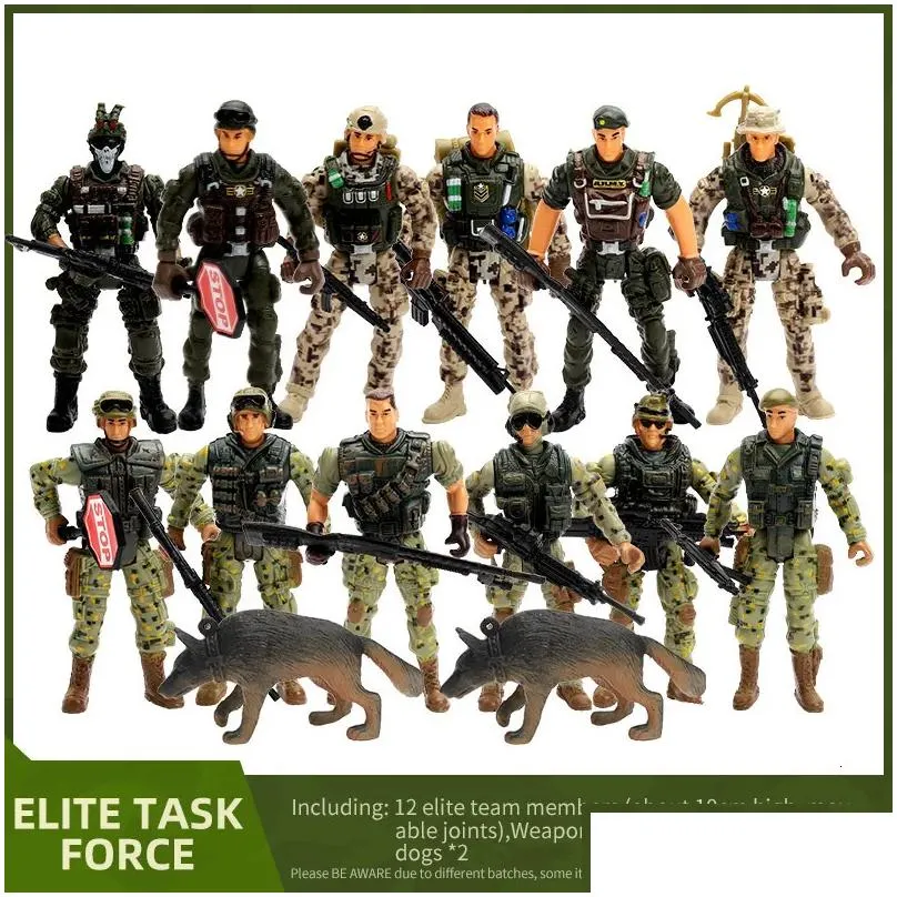 Military Figures Viikondo Action Figure Army Men Toy Soldier 1/18 Us Special Force Elite T Team Firefighter 4 Inch Firemen Boys Gift Dh4Wl