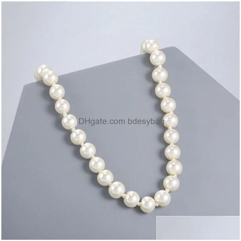 Beaded Necklaces Man-Made 8Mm Pearl Beaded Simple Pendant Necklaces For Women Girl Wedding Party Club Decor Fashion Jewelry Drop Deliv Dhqjx