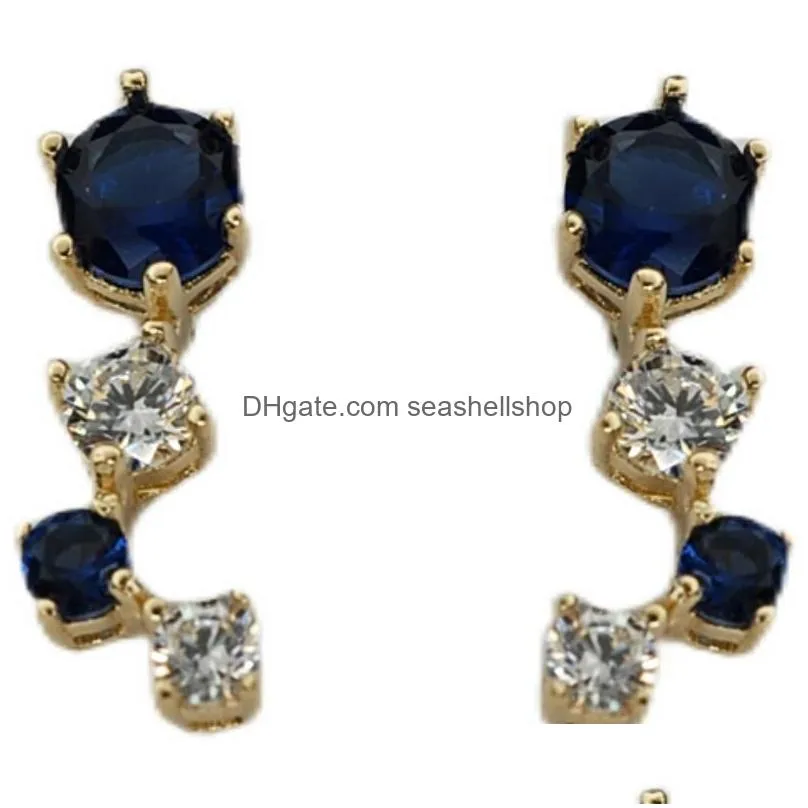 Stud Sterling Sier Earrings Mysterious Dark Blue Size Zircon Exquisite Small Temperament Retro Personalitystud6297613 Drop Delivery Dhtil