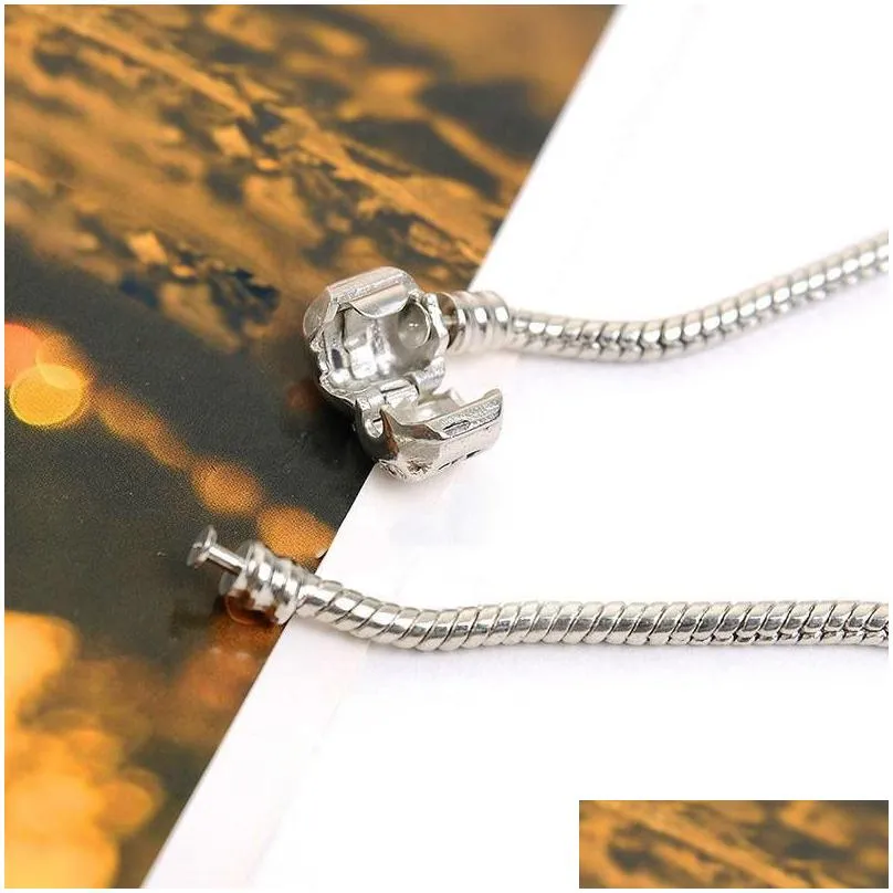 Wholesale 925 Sterling Silver Bracelets 3mm Snake Chain Fit Charm Bead Bangle Bracelet DIY Jewelry Gift For Men Women