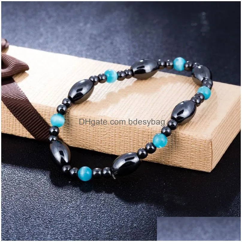 Charm Bracelets Black Natural Stone Healing Nce Beads Sport Charm Bracelets For Men Women Yoga Fashion Decor Jewelry Drop Delivery Je Dh4Vc