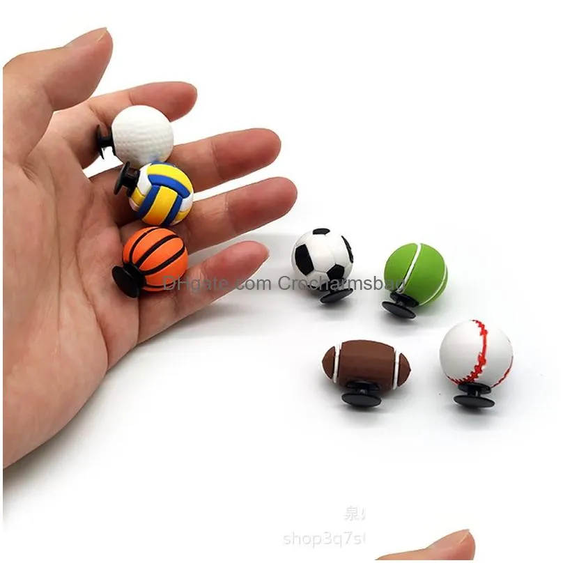 Shoe Parts & Accessories 3D Sport Basketball Ball Shoe Parts Accessories Soccer Baseball Jibitz Clog Charms Clog Pins Drop Delivery Sh Dhrjc