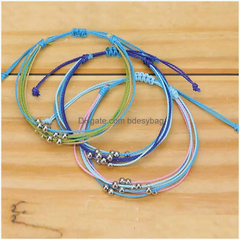 Chain Handmade Woven Braided Rope Beaded Charm Bracelets For Women Men Lover Solid Color Beach Friendship Jewelry Drop Delivery Jewel Dhfzs