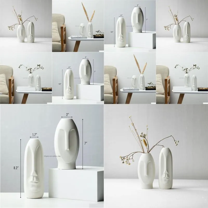 set 2 face vase minimalist pampas vase modern vase set white vases handmade ceramic vase nordic decor sculpture decor sculptural