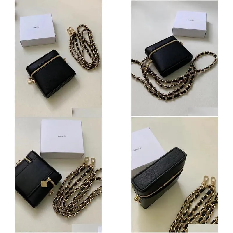 designer black chain bag mini change bag lipstick bag with packaging