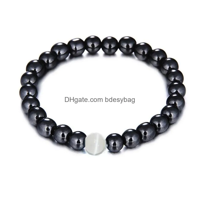 Beaded 8Mm Natural Stone Strands Beaded Bracelets Wristband Elastic Bangle For Women Men Energy Charm Fashion Jewelry Drop Delivery J Dhjhe