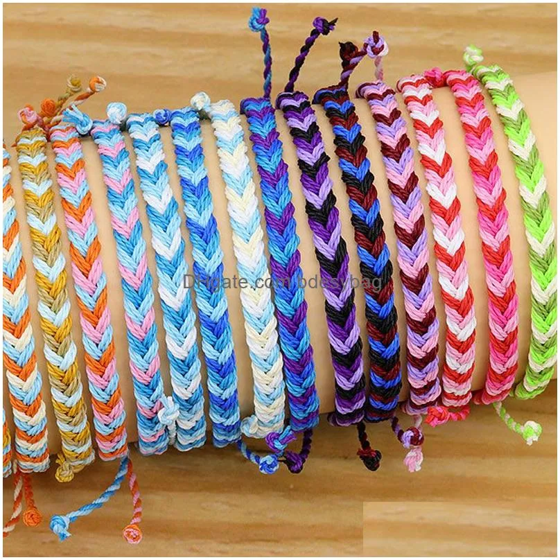 Charm Bracelets Handmade Woven Braided Rope Adjustable Charm Bracelets For Women Men Lover Solid Color Summer Beach Jewelry Drop Deli Dh2Bt