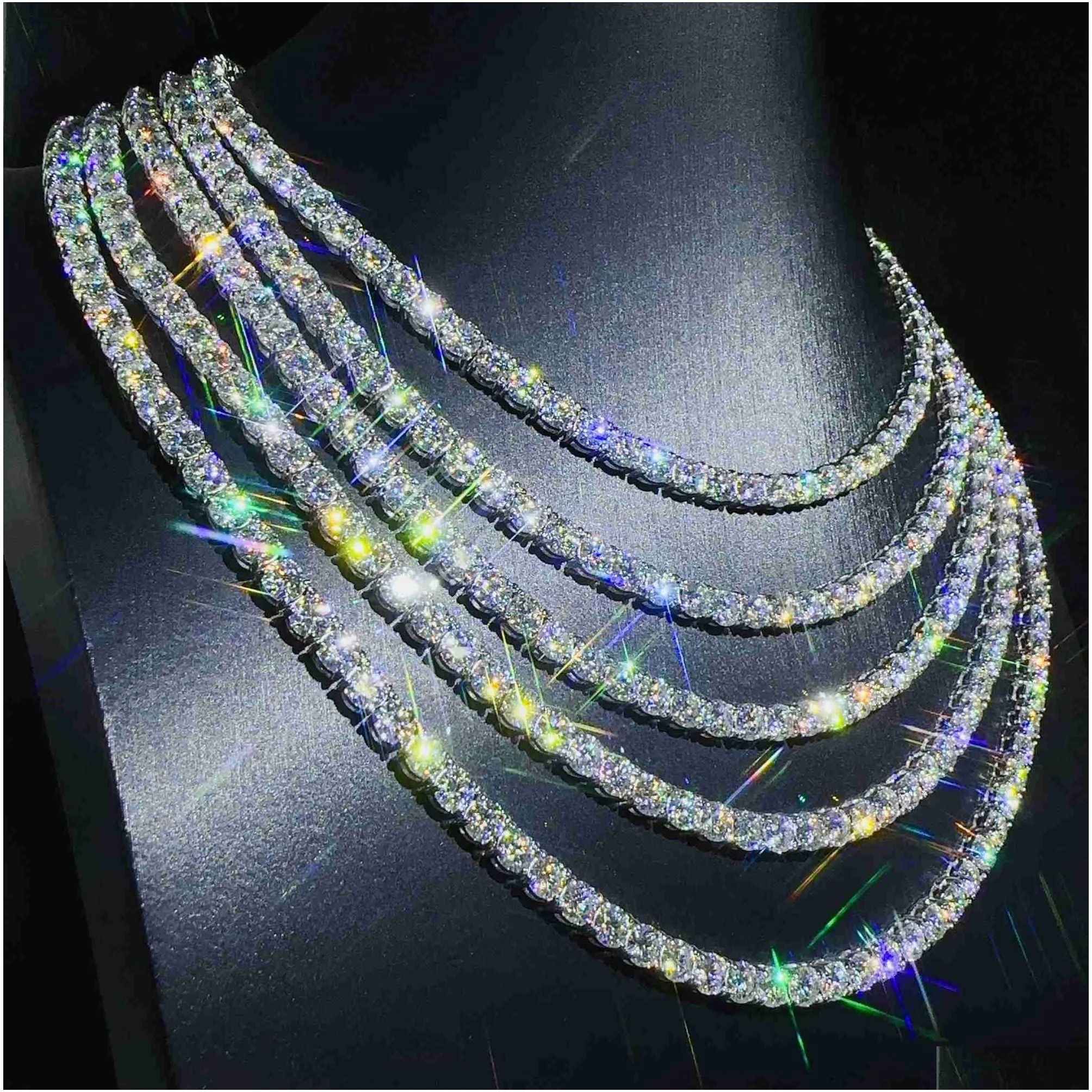Pendant Necklaces Fashion Jewelry Hip Hop Necklace Pass Diamoster 5Mm Vvs Moissanite Iced Out Tennis Chain For Men Drop Delivery Jewel Dhtku