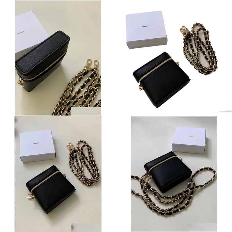 designer black chain bag mini change bag lipstick bag with packaging