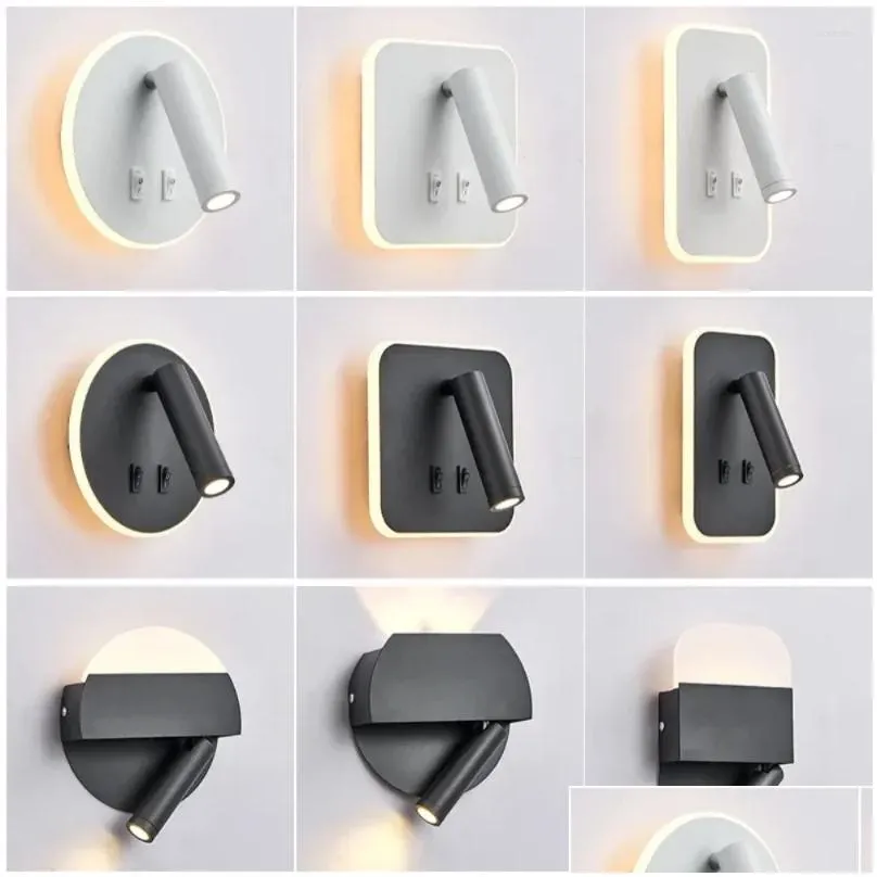 wall lamps rotatable lamp 3w 6w 9w 10w modern led light home decoration angle adjustable bedroom bedside sconce for
