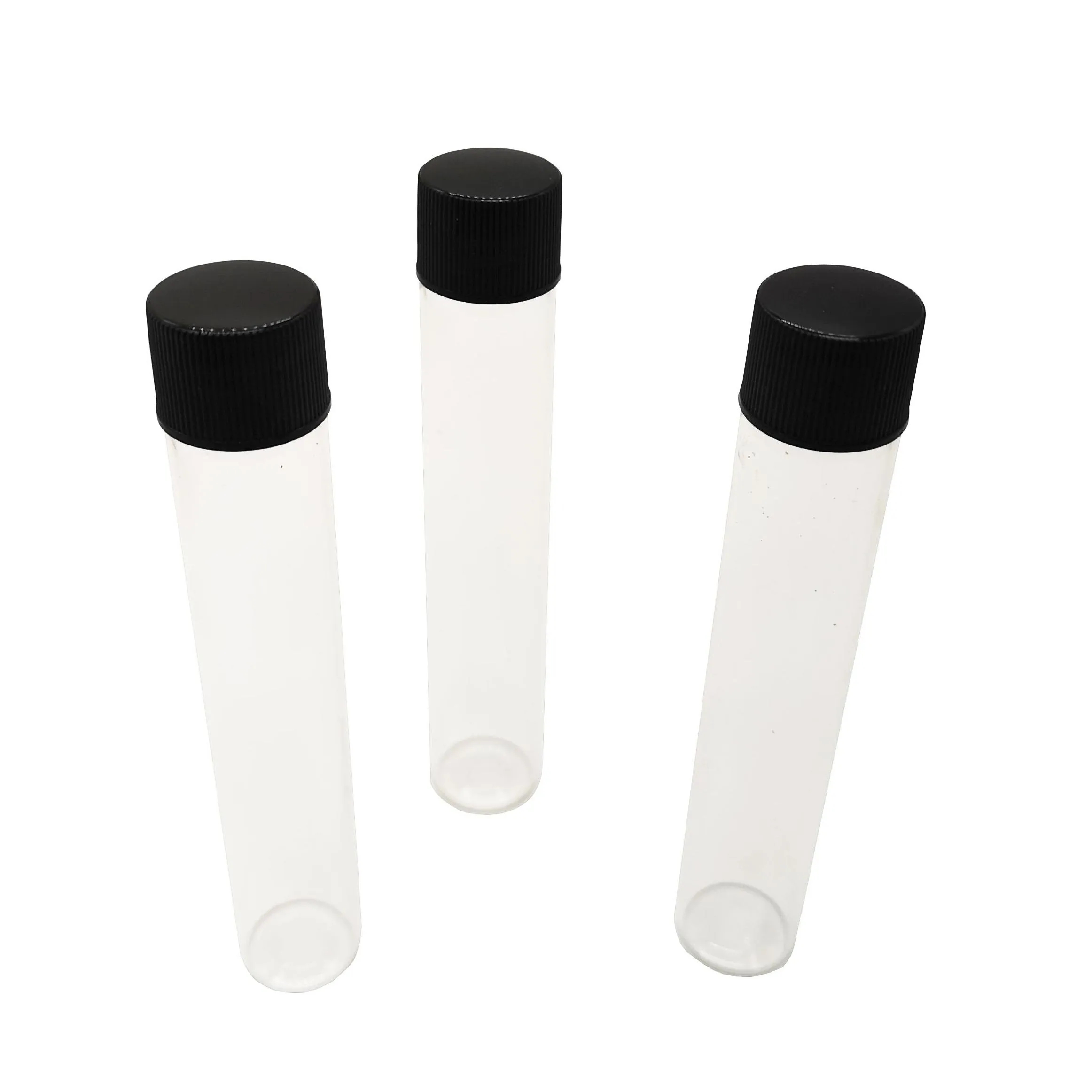 wholesale glass tubes packaging 115x20mm with screw black cap plastic lids 30g tubes could custom labels