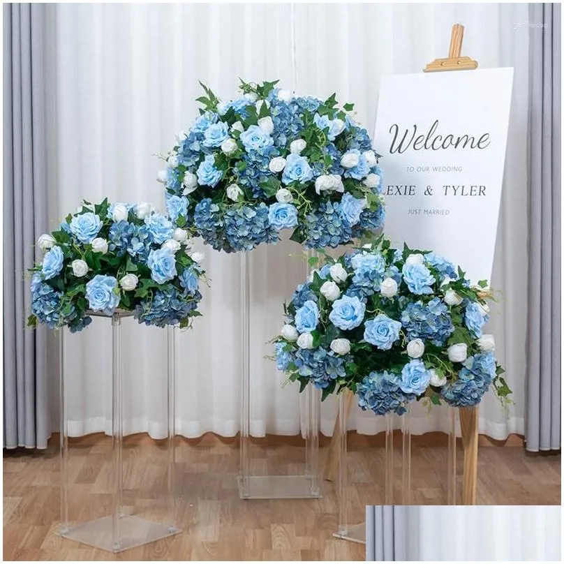 decorative flowers 45cm-70cm custom large artificial flower ball wedding table centerpieces stand decor geometric shelf party stage proposal