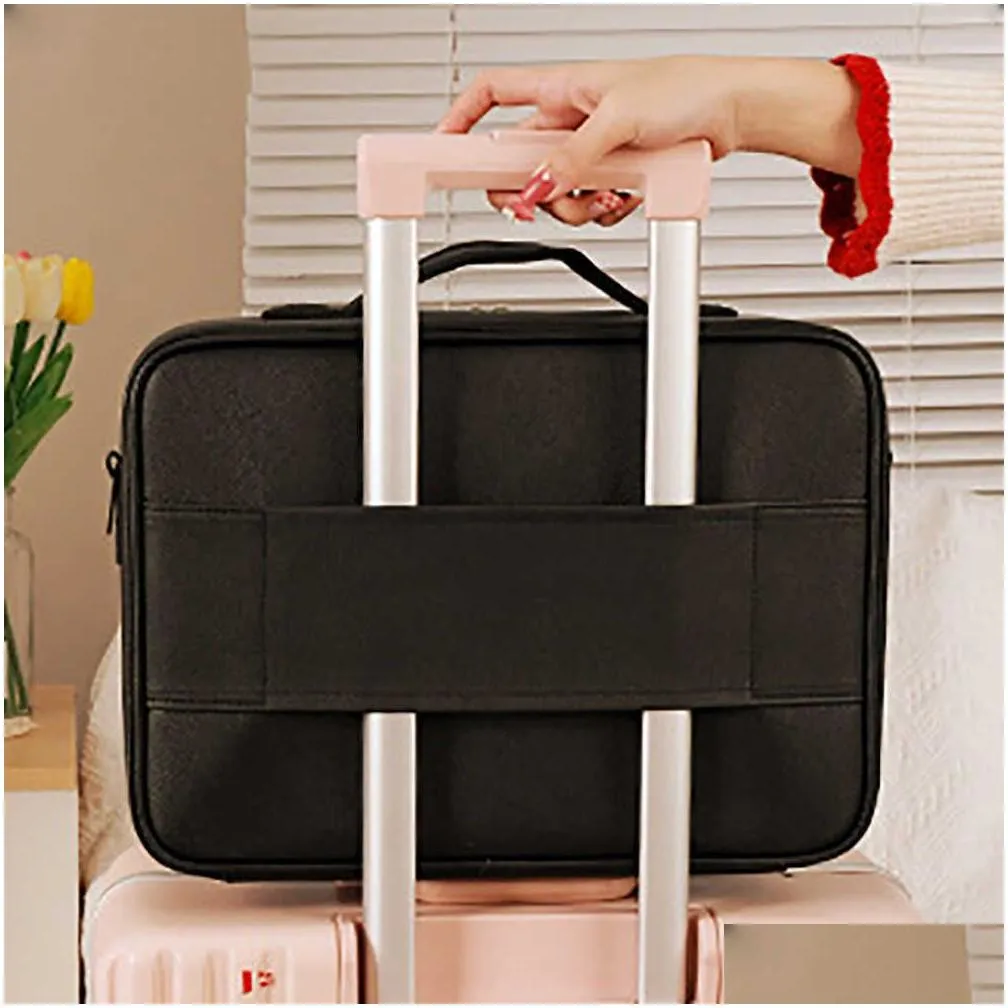 Cosmetic Organizer Storage Bags 2022 New Smart Led Makeup Bag With Mirror Large Capacity Professional Waterproof Pu Leather Travel Ca Dhmlk