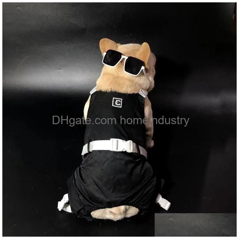 Dog Apparel Designer Dog Clothes Luxury Pet Onesies Apparel With Letter Pattern Jacket Sling Jumpsuit Costumes Fashion Comfortable Bla Dhptu