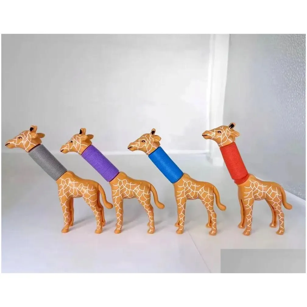 decompression toy  tubes  dog giraffe shark corrugated pipe telescoping toddler sensory toys imaginative stimulating creative
