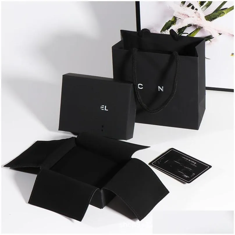 exquisite designer jewelry packaging gift box: velvet-touch necklace box, elegant black earring box, and white custom printing