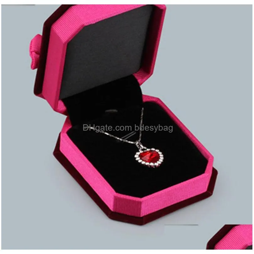 Jewelry Boxes Veet Bowknot Jewelry Packaging Holder Boxes For Pendant Necklace Charm Bracelets Ring Earring Bangle Display Case Drop D Dhptg