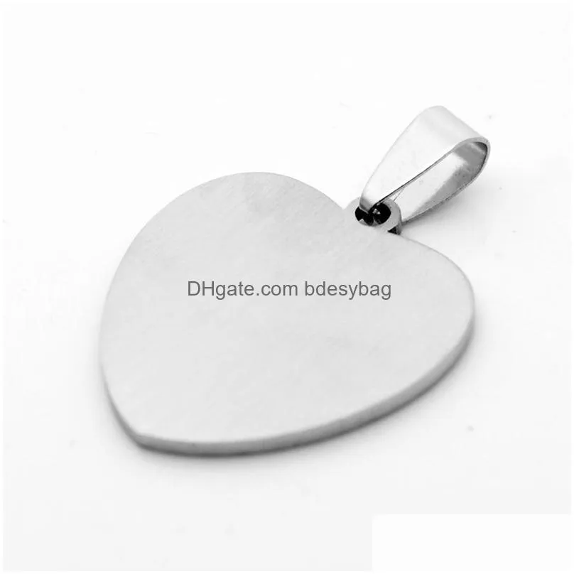 Charms Sier Plated Stainless Steel Diy Heart Charms Pendant Blank Dog Tags Fashion Jewelry For Lover Necklaces Drop Delivery Jewelry J Dhukm