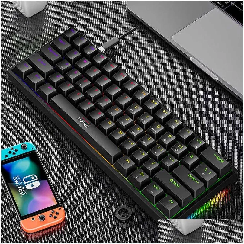 keyboards 61 keys 60% mini gaming mechanical keyboard rgb p type-c wired gaming keyboards ergonomics keyboard pbt keycaps for gamer t230215 