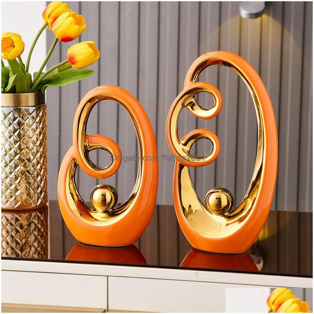 decorative objects figurines nordic abstract ceramic sculpture modern light luxury living room home decoration desk accessories craft gift