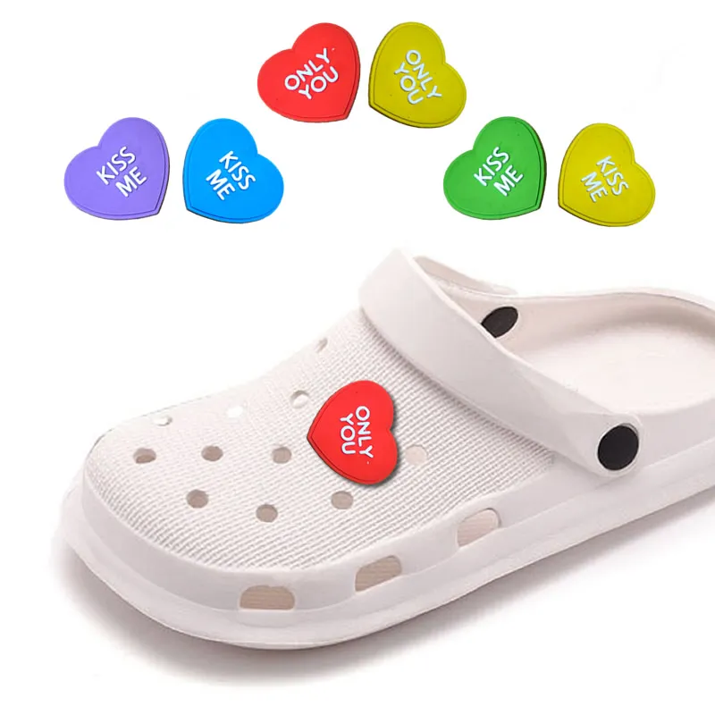 12pcs love theme shoe charms for clogs bubble slides sandals pvc shoe accessoriefor valentines day gift party favors