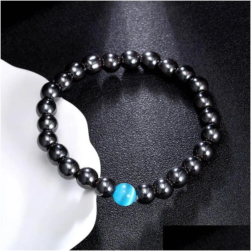 Beaded 8Mm Natural Stone Strands Beaded Bracelets Wristband Elastic Bangle For Women Men Energy Charm Fashion Jewelry Drop Delivery J Dhjhe