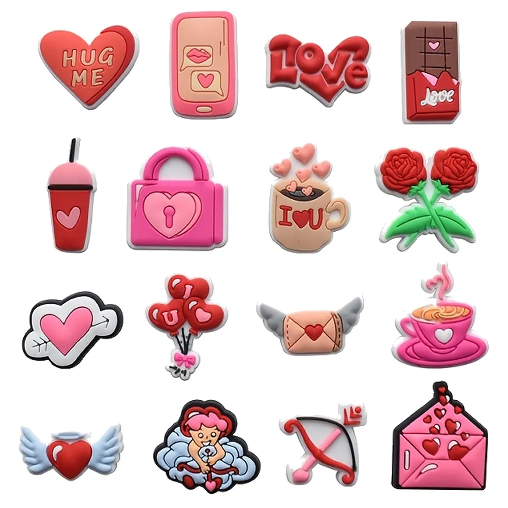 25 pcs valentines day themed shoe decoration clogs pvc shoes accessories birthday gifts party favors