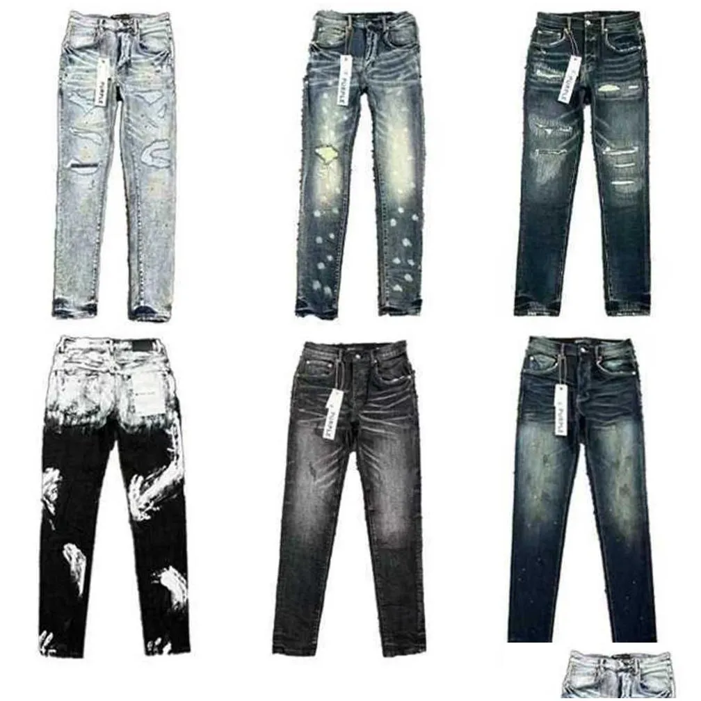 Men`S Jeans 2023 Purple-Branx Men Designer Antiaging Slim Fit Casual Jeans Pu2023900 Size 30-32-34-36 Drop Delivery Apparel Men`S Clo Dhe6I