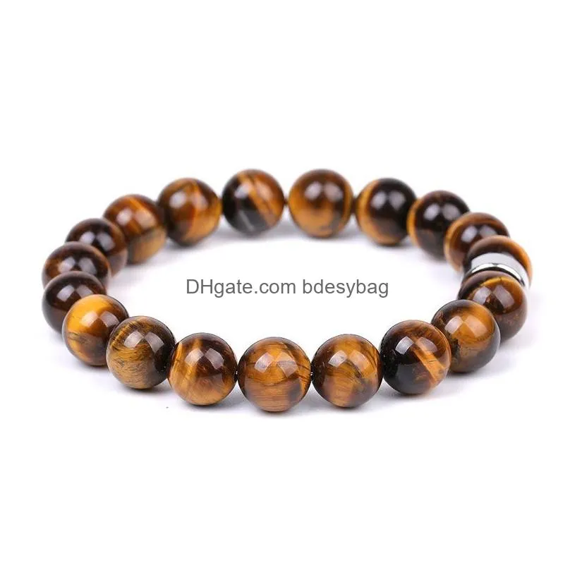 Beaded Natural Energy Stone Handmade Beaded Strands Charm Bracelets Yoga Sports Elastic Jewelry For Women Men Drop Delivery Jewelry B Dhzqm
