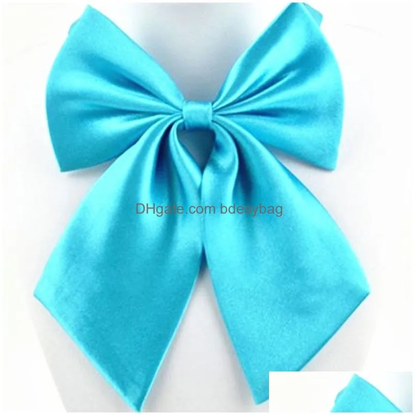 Bow Ties Women Girl Solid Color Large Bow Ties For Bank El Dress Suit Shirts Decor Fashion Accessories Drop Delivery Fashion Accessor Dhddk