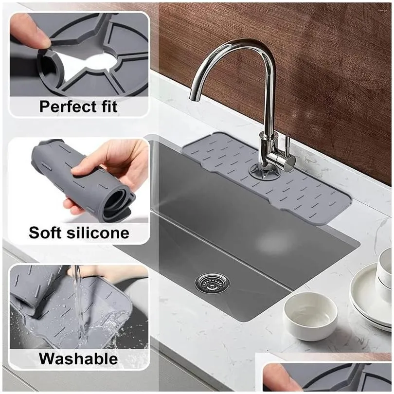 table mats faucet absorbent mat silicon kitchen sink splash guard drain pad water catcher countertop protector gadgets