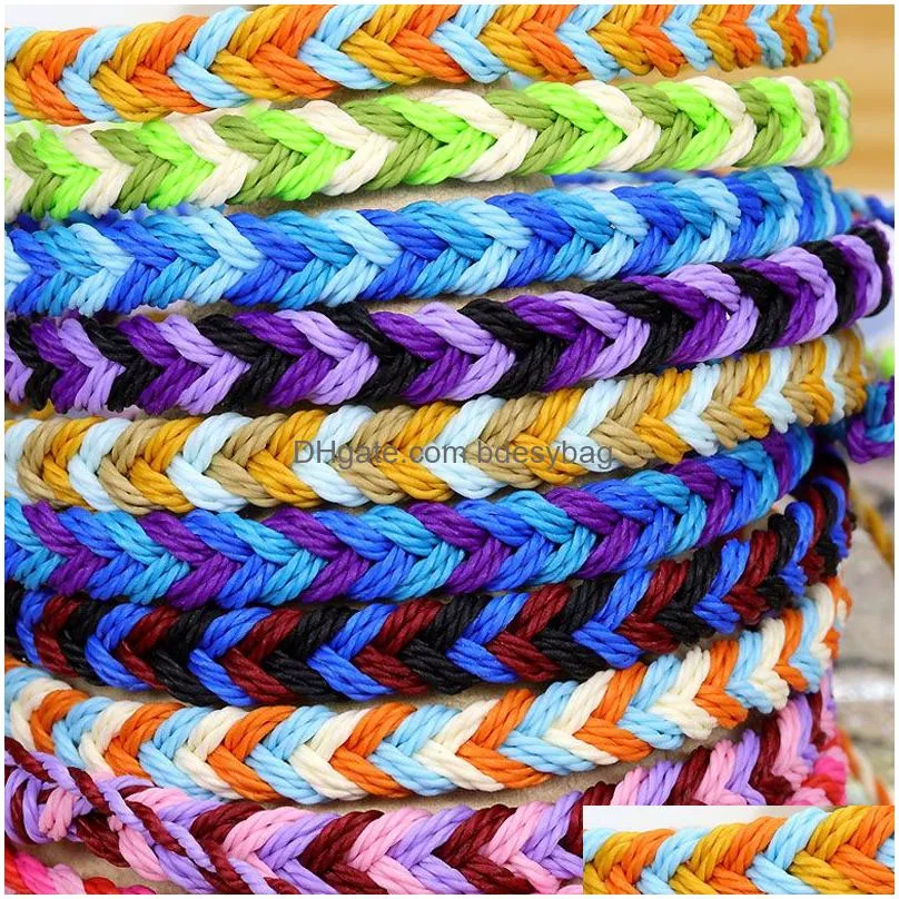 Charm Bracelets Handmade Woven Braided Rope Adjustable Charm Bracelets For Women Men Lover Solid Color Summer Beach Jewelry Drop Deli Dh2Bt