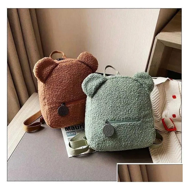 plush backpack female bag autumn and winter korean version of instagram super fire cute bear ear backpack girl parent-child bag