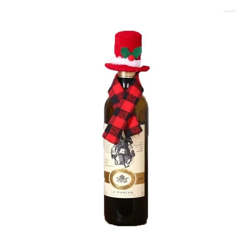 christmas decorations creative scarf hat set red wine bottle cover el restaurant supplies merry decor for home xmas ornaments