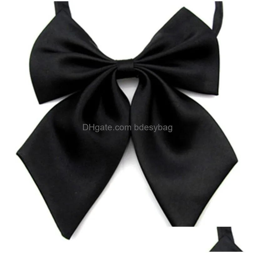 Bow Ties Women Girl Solid Color Large Bow Ties For Bank El Dress Suit Shirts Decor Fashion Accessories Drop Delivery Fashion Accessor Dhddk