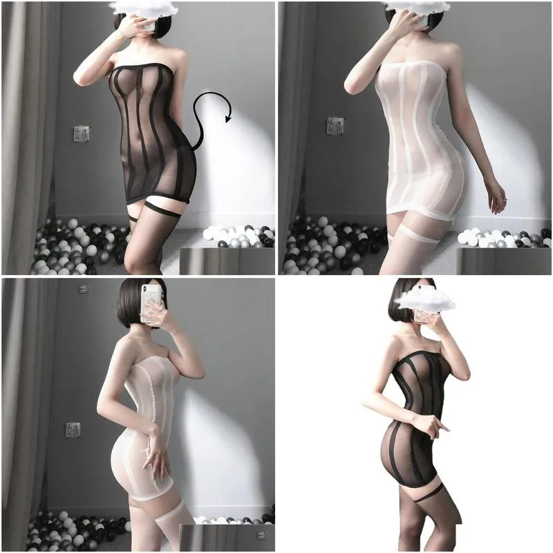 Sexy Skirt Y Underwear Passion Seduction Small Chest Gathering Open File Pantyhose Set Drop Delivery Health Beauty Sexy Underwear Otzec