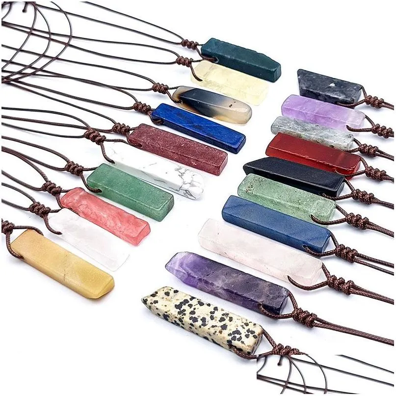Pendant Necklaces Handmade Irregar Long Crystal Stone Rope Braided Pendant Necklaces For Women Men Lovers Party Decor Jewelry Drop Del Dh1Xg