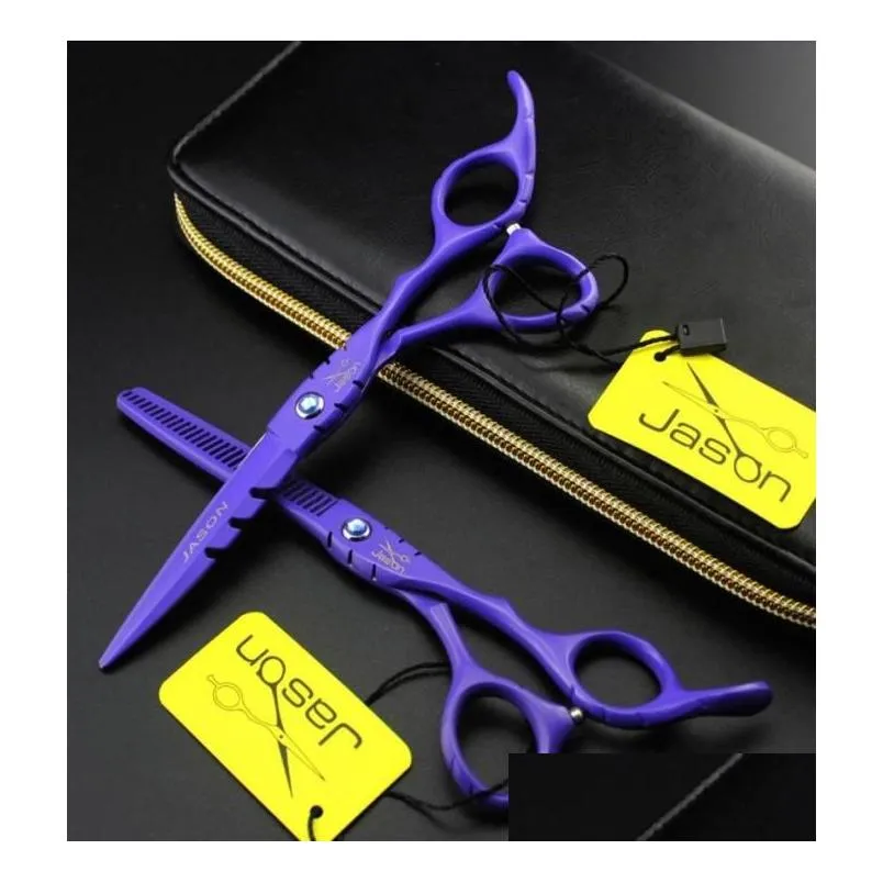 Hair Scissors Jason Hd24 Purple Lacquer 55 Inch60 Inch Hair Cuttingthinning Scissors6Cr 62Hrc Scissors8236320 Drop Delivery Hair Produ Dhecz