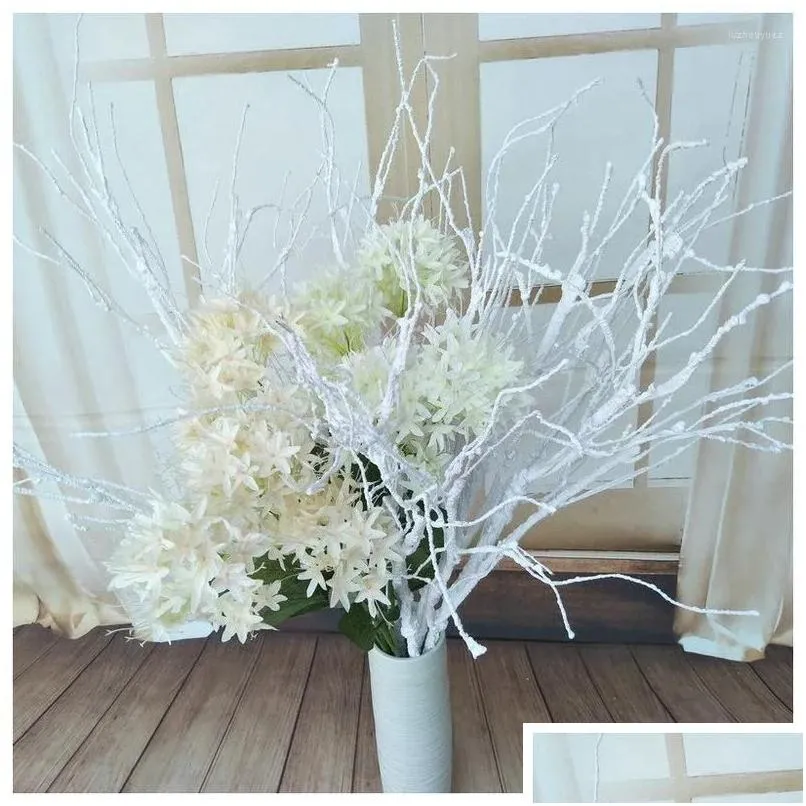 Decorative Flowers Artificial Plants Big White Green Branches Coral Home Garden Decorate