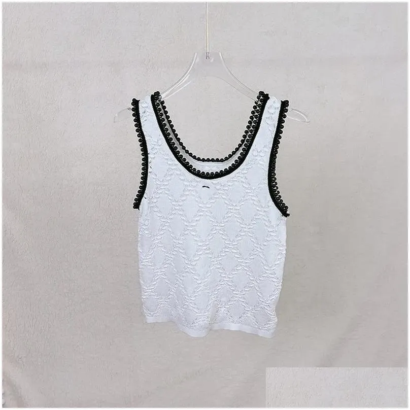 210 2023 runway spring women`s sweaters brand same style t shirt sleeveless black white pullover fashion clothes high quality womens