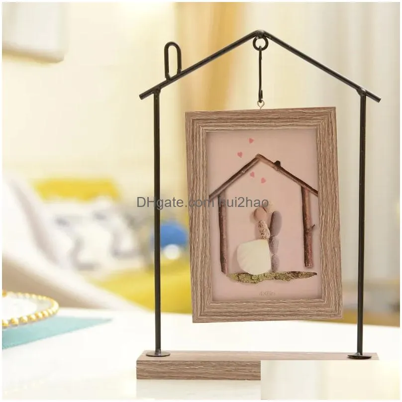 creative iron art picture frames house shaped po frames home art decor table decoration wedding po frame size 6 inch5220472